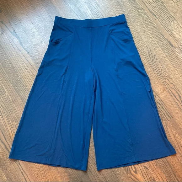 Betabrand Women’s elastic waist Wide leg Pullover Pants 
XL Long Teal Blue - Picture 1 of 6